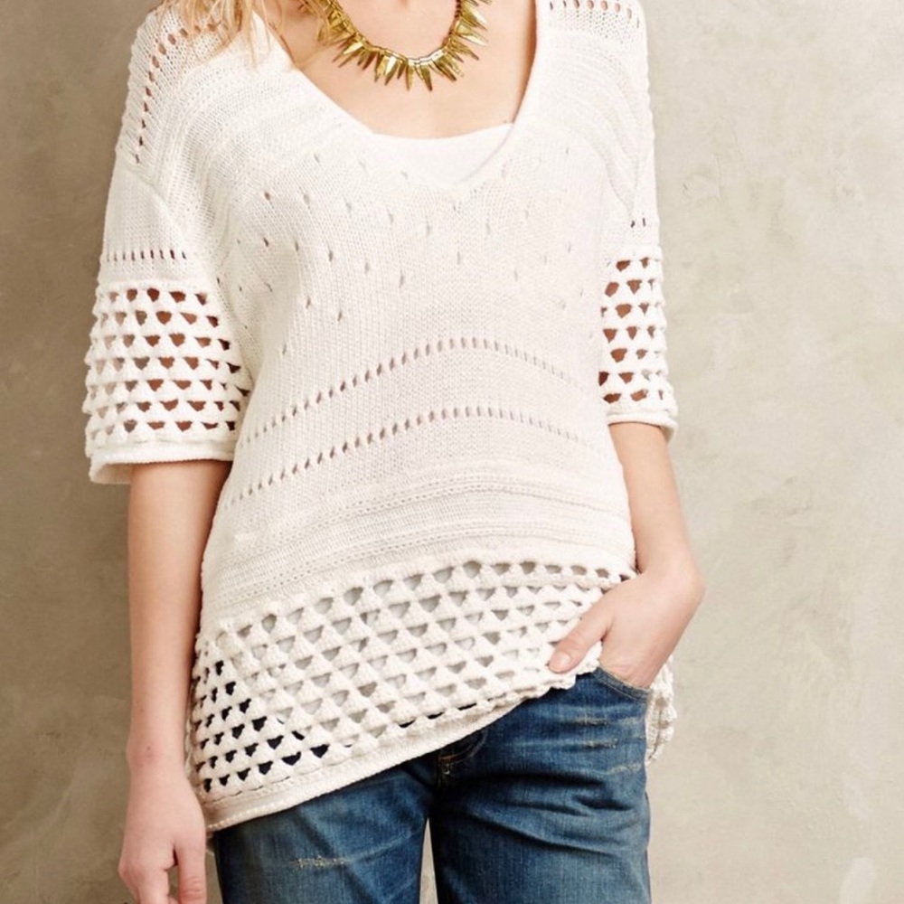 Twelfth Street By Cynthia Vincent Sweater in White Knitted in size Petite